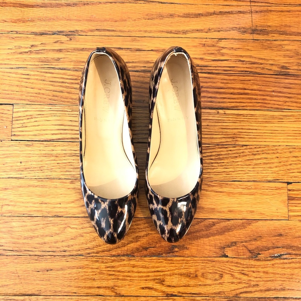 J.Crew Patent Leather Leopard-Print Wedges - Picture 2 of 7